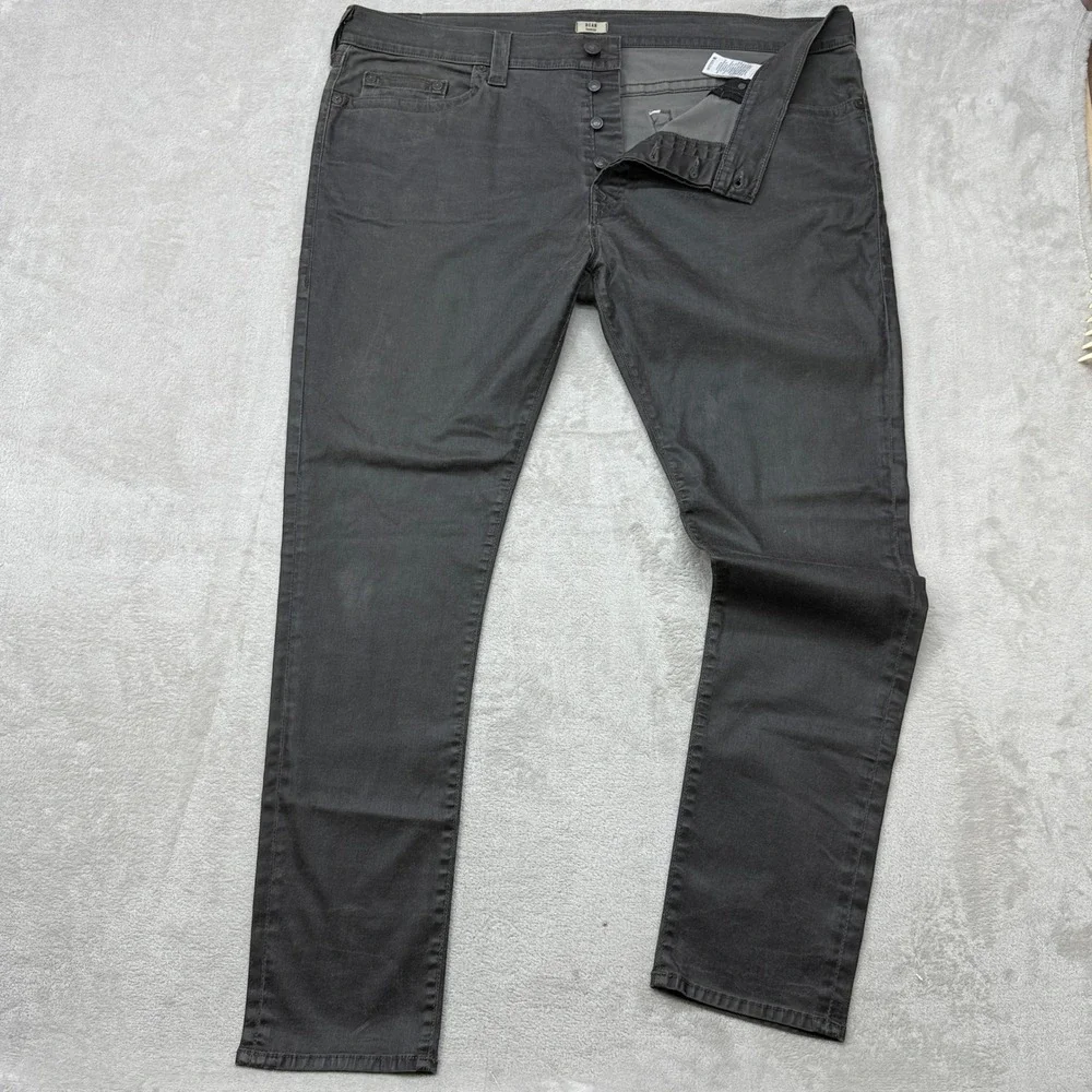 True Religion Dean Tapered Jeans Men 44x34 Grey Button Fly Horseshoe Stretch